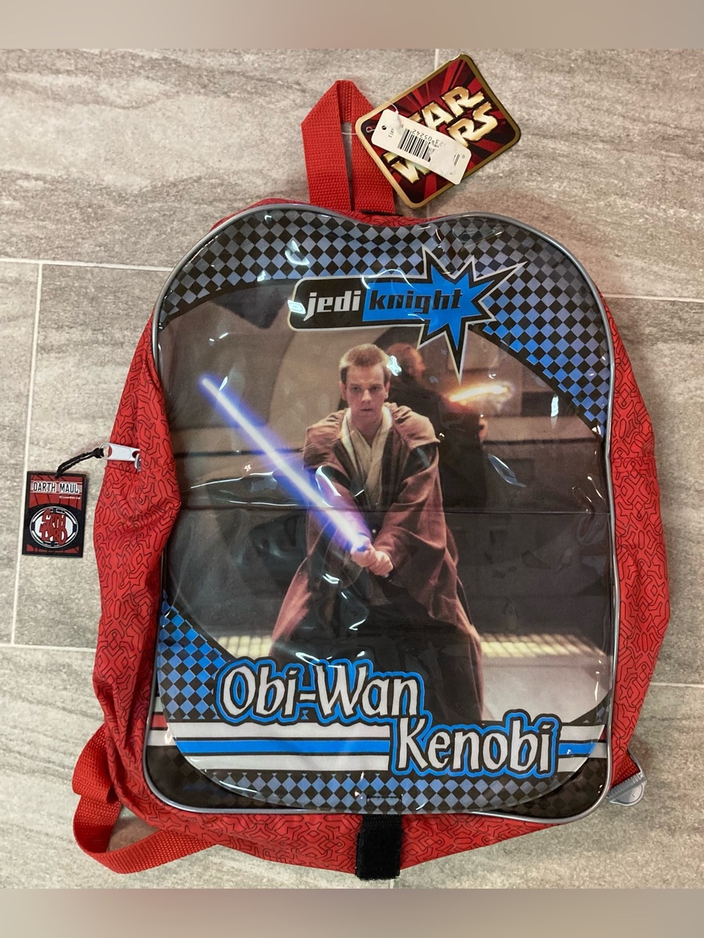 1999 Star Wars Obi-Wan Kenobi Darth Maul Red Backpack Flip Up New NWT NOS